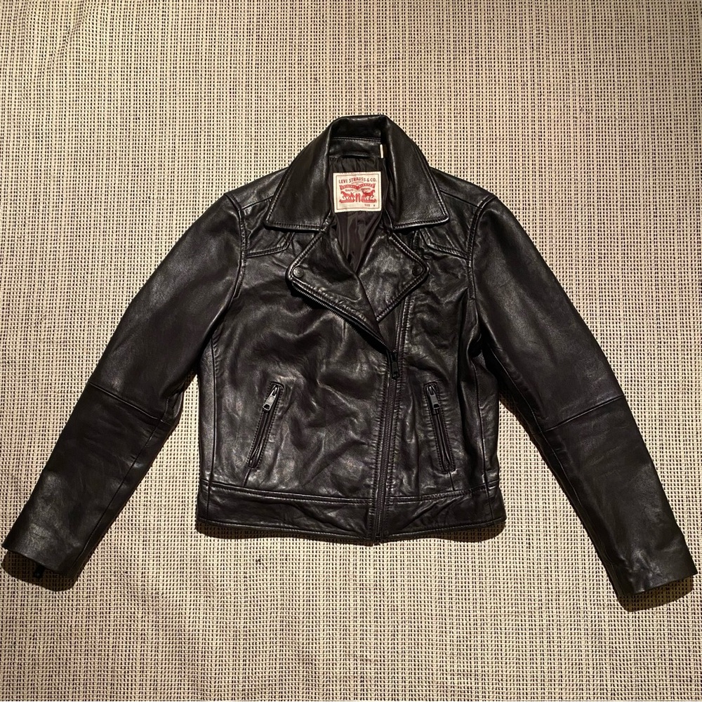 Levi’s Genuine Leather Motorcycle Jacket Black w/ Black Hardware, Size S